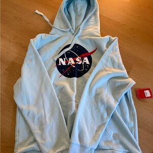 American Needle Light Blue NASA Zip-Up Hooded Sweatshirt